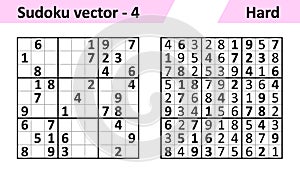 Sudoku game with answers. Simple vector design set