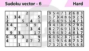 Sudoku game with answers. Simple vector design set