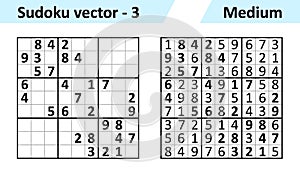 Sudoku game with answers. Simple vector design set