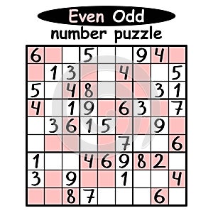 Sudoku game with different cells for even and odd numbers vector