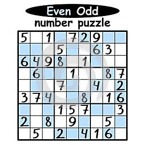 Sudoku game with even and odd numbers vector illustration