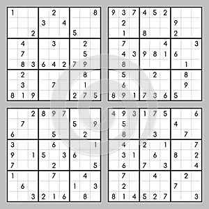 Sudoku game vector set photo