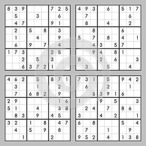 Brain trainer. Vector sudoku set photo