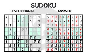 Sudoku. Kids and adult mathematical mosaic. Magic square. Logic puzzle game. Digital rebus