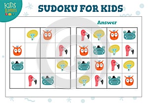 Sudoku for kids with answer vector illustration