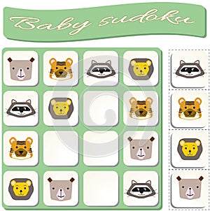 Sudoku for kids with colorful animals images