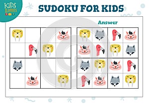 Sudoku for kids educational game vector illustration