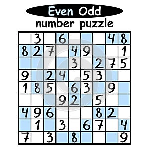 Sudoku puzzle with Even-Odd numbers vector illustration