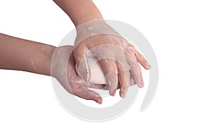 Sudsy hands with soap