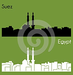Suez, Egypt city silhouette