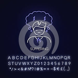 Suffering neon light icon