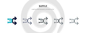 Suffle icon in different style vector illustration. two colored and black suffle vector icons designed in filled, outline, line