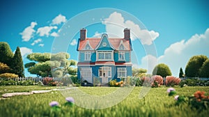 Suffolk Field: 3d Illustration With Soft Focus Nostalgia And Studio Ghibli Style