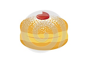 Sufganiyah round jelly doughnut with powdered sugar icon vector