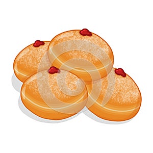 Hanukkah Sufganiyot illustration on white background