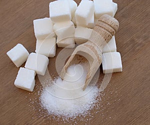 Sugar cubes on a spoon photo