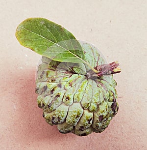 Sugar apple, annona squamosa, fruit food sharifa or sitaphal custard apple, pomme a sucre, manzana azucar, pinha photo. photo