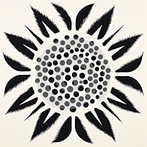 Black And White Sunflower Print With Polka Dots photo