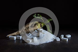 sugar beet and white sugar