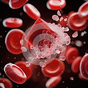 Sugar in the blood. blood cell with cube of sugar. Generative AI