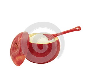 Sugar bowl made of red apple with fructose