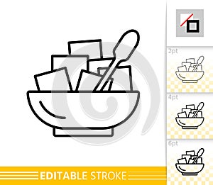 Sugar bowl spoon simple thin line vector icon