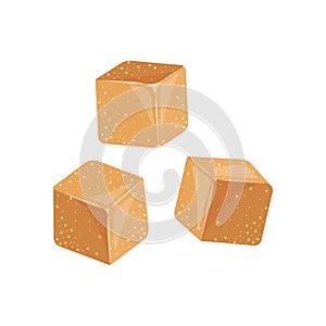 Sugar brown cube, cartoon illustration. Vector illustration.