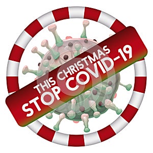 Sugar Candy like Symbolic Banning Signal for COVID-19 during Xmas, Vector Illustration