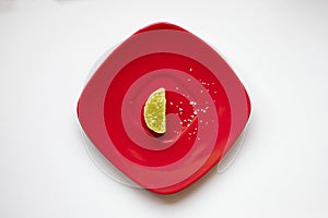 Sugar candy on a red plate