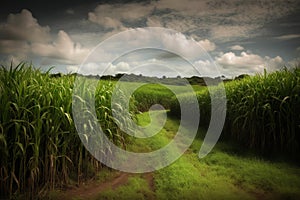 Sugar cane field. Generate Ai