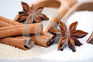 Sugar and cinnamon sticks