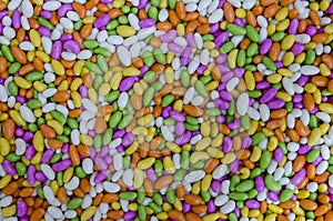 Sugar-coated colorful sweet fennel seeds