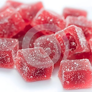 Sugar-Coated Raspberry Gummi Candies in Soft Focus