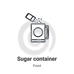 Sugar container outline vector icon. Thin line black sugar container icon, flat vector simple element illustration from editable