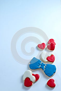 Sugar cookies heart shapes on a light background