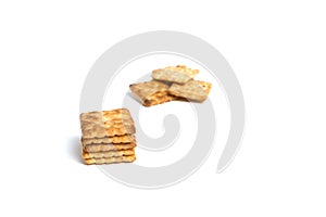 Sugar crackers stacked on white background