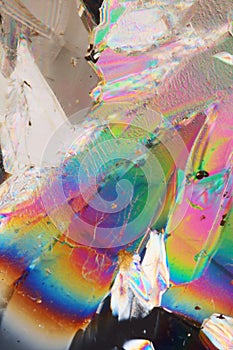 Sugar crystals in polarized light