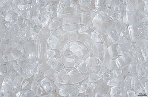 Sugar crystals under microscope, 4x magnification - abstract science background