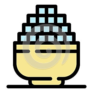 Sugar cube bowl icon color outline vector