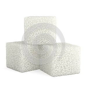 3 Sugar cube close-up on white