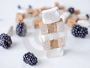 Sugar cubes and sweet berries