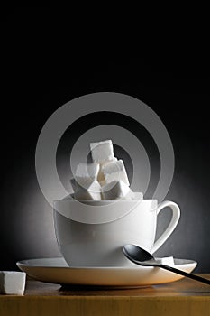 Health care concept - eating too much sugar, vertical