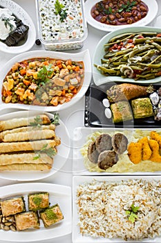 The Sugar Feast after Ramadan Eve or Feast of Sacrifice Dinner Table with Traditional Turkish Foods.