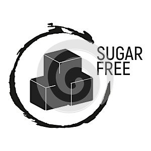 Sugar Free. Allergen food, GMO free products icon and logo. Intolerance and allergy food. Concept black and simple vector