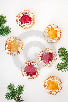 Sugar-free mini pie tarts with cranberry and pumpkin fillings