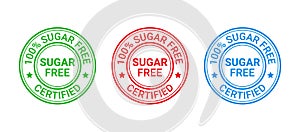 Sugar free stamp icon. No sugar added badge. Vector illustration