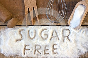 A sugar free word with background