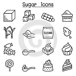 Sugar icon set in thin line style