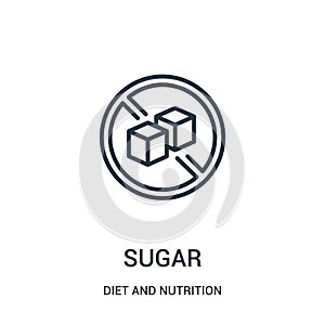 sugar icon vector from diet and nutrition collection. Thin line sugar outline icon vector illustration. Linear symbol photo