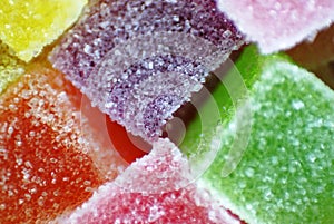 Sugar jelly cubes closeup